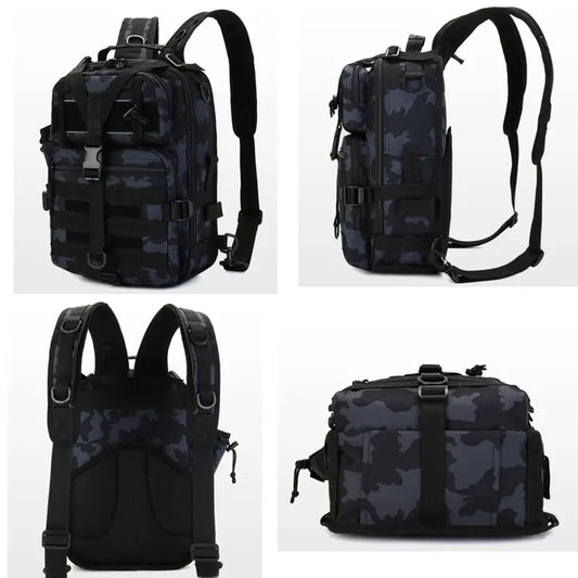 Fishing tactical backpack with molle system and fishing rod holder nylon - product image