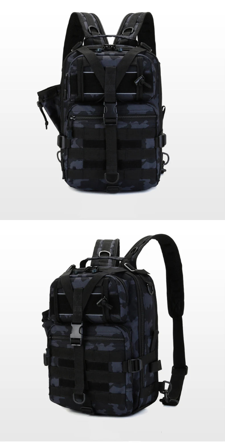 Fishing tactical backpack with molle system and fishing rod holder nylon - product image