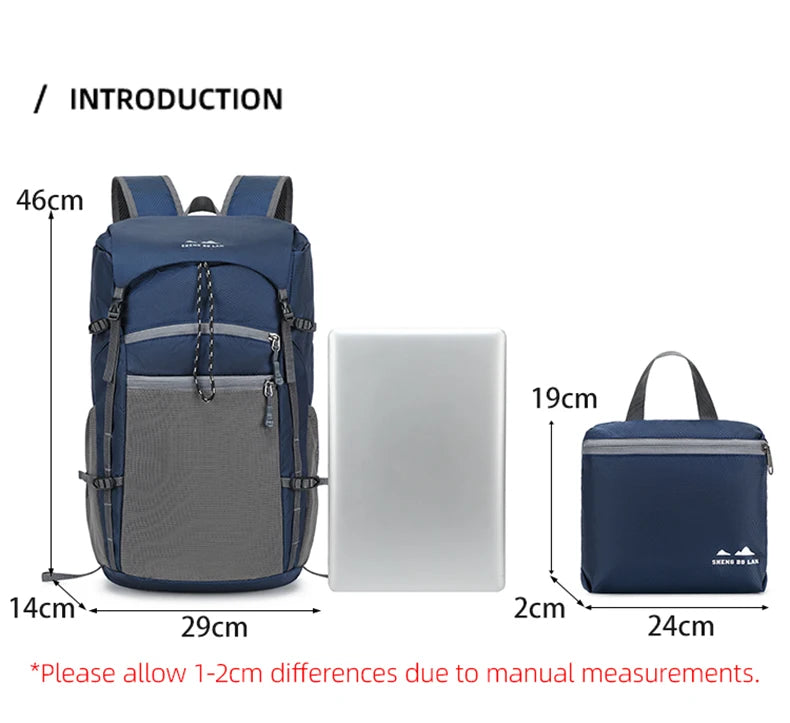 Foldable waterproof oxford outdoor camping hiking backpack with multiple pockets - product image