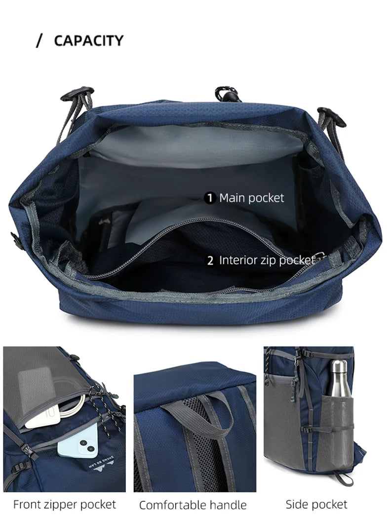 Foldable waterproof oxford outdoor camping hiking backpack with multiple pockets - product image