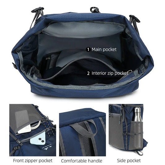 Foldable waterproof oxford outdoor camping hiking backpack with multiple pockets - product image