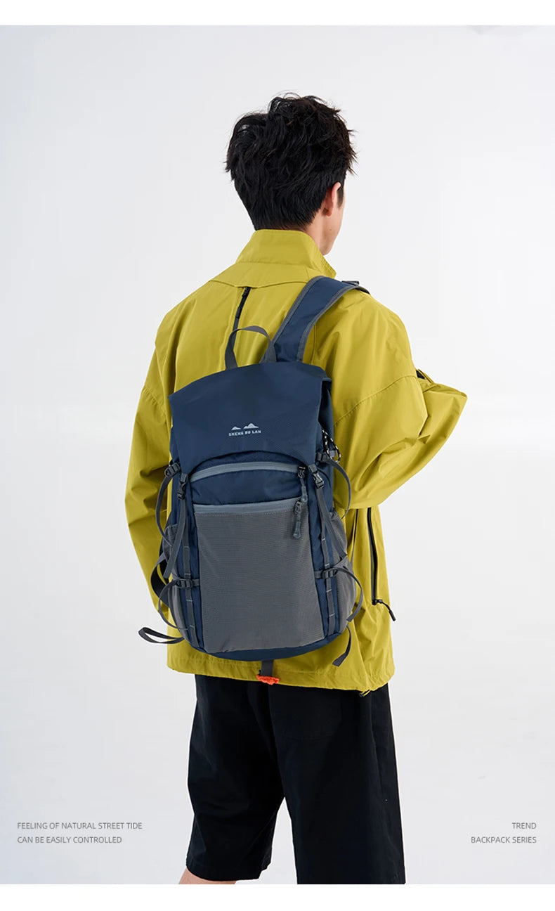 Foldable waterproof oxford outdoor camping hiking backpack with multiple pockets - product image