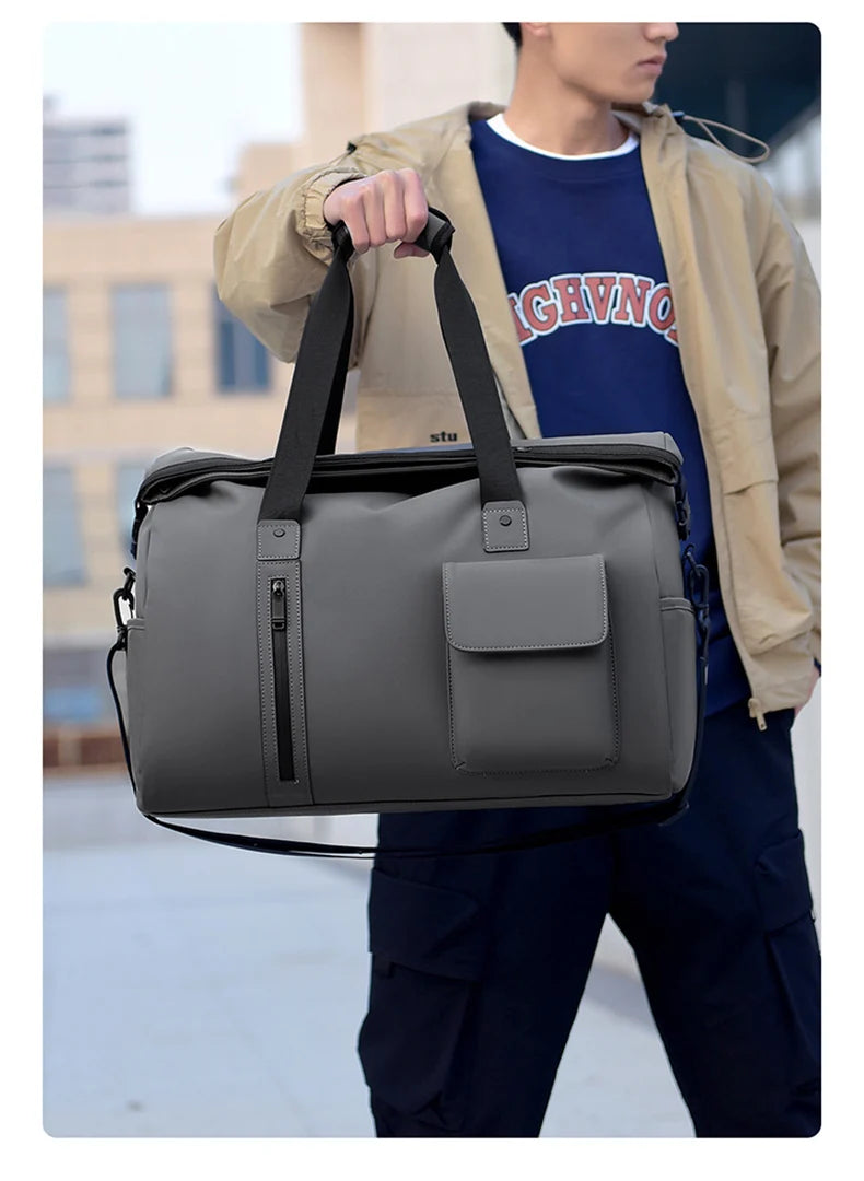 Gym duffel bag with wet dry separation laptop shoe compartment removable strap - product image