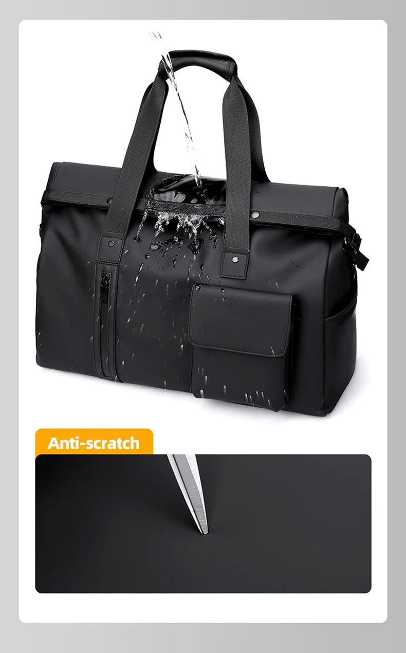 Gym duffel bag with wet dry separation laptop shoe compartment removable strap - product image