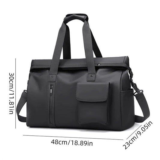 Gym duffel bag with wet dry separation laptop shoe compartment removable strap - product image