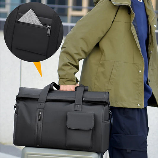 Gym duffel bag with wet dry separation laptop shoe compartment removable strap - product image