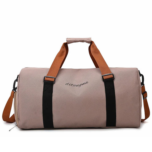 Gym duffel bag with wet dry separation yoga mat holder removable strap oxford - product image