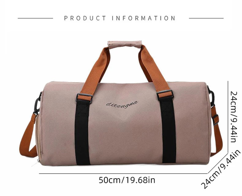 Gym duffel bag with wet dry separation yoga mat holder removable strap oxford - product image