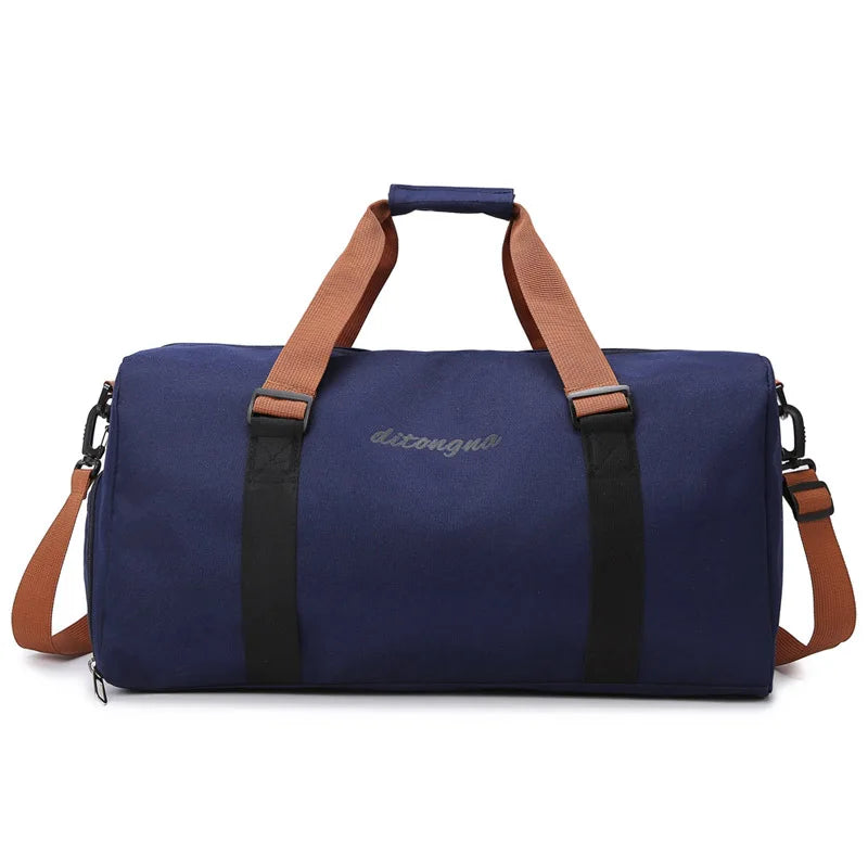 Gym duffel bag with wet dry separation yoga mat holder removable strap oxford - product image