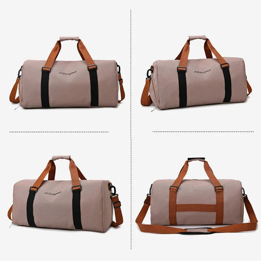 Gym duffel bag with wet dry separation yoga mat holder removable strap oxford - product image