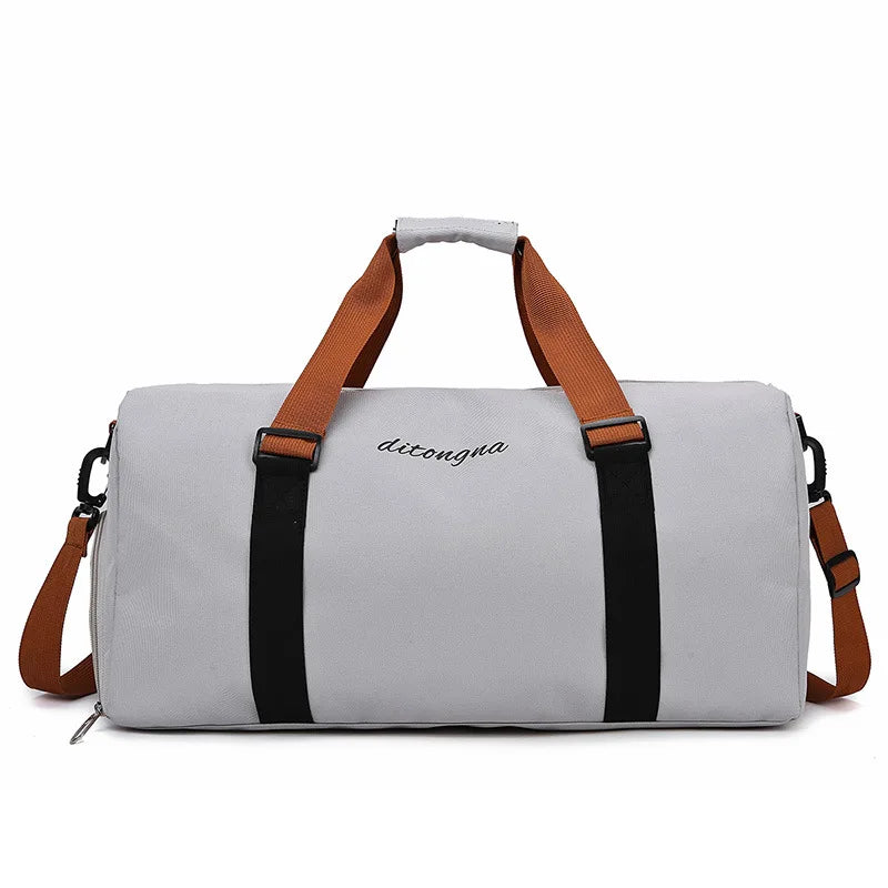Gym duffel bag with wet dry separation yoga mat holder removable strap oxford - product image
