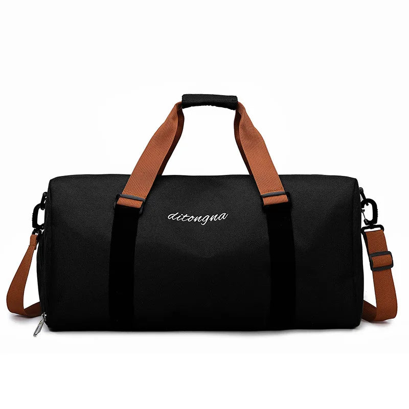 Gym duffel bag with wet dry separation yoga mat holder removable strap oxford - product image