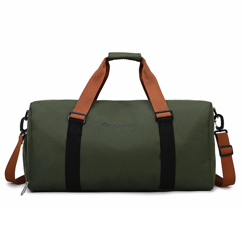 Gym duffel bag with wet dry separation yoga mat holder removable strap oxford - product image