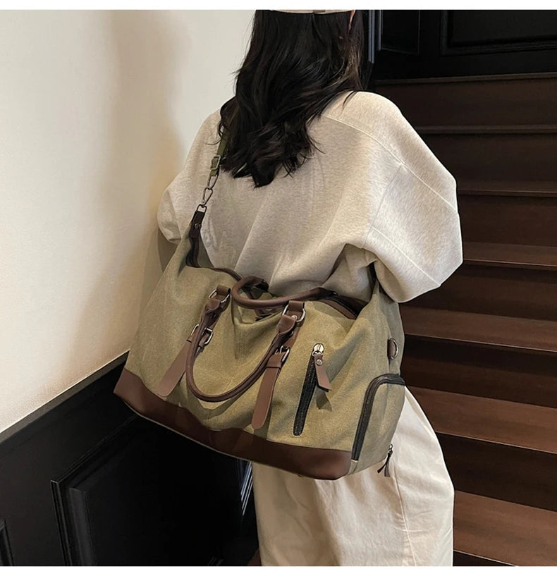 Gym fitness large capacity shoulder duffel with shoe compartment travel weekend - product image