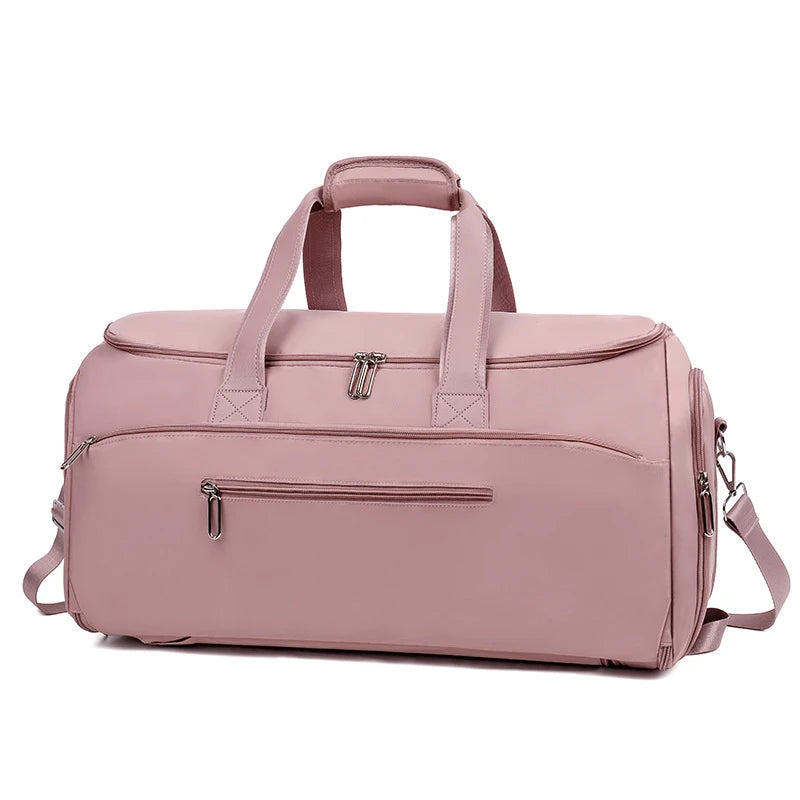 Large capacity nylon fitness sports bag with independent shoe compartment - product image