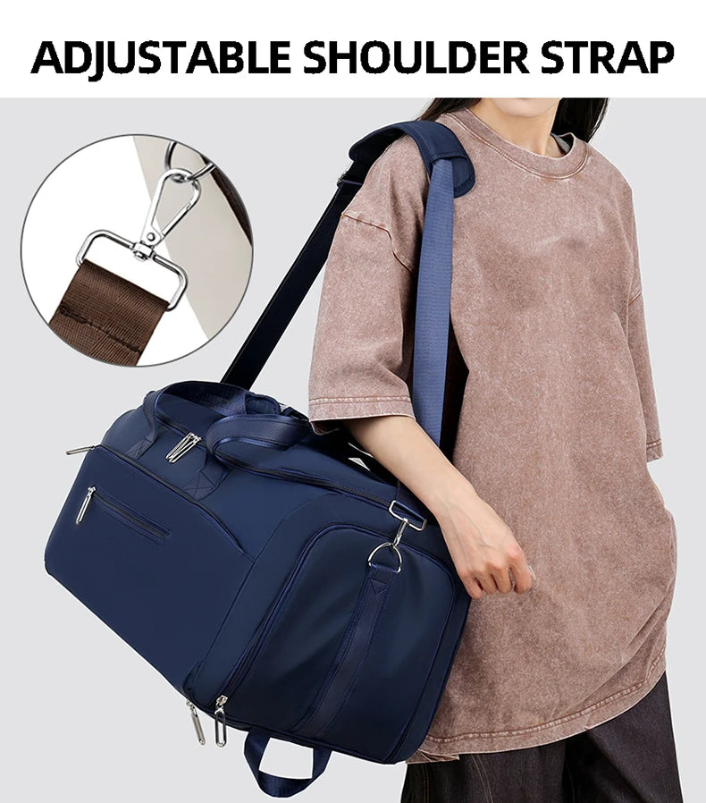 Large capacity nylon fitness sports bag with independent shoe compartment - product image