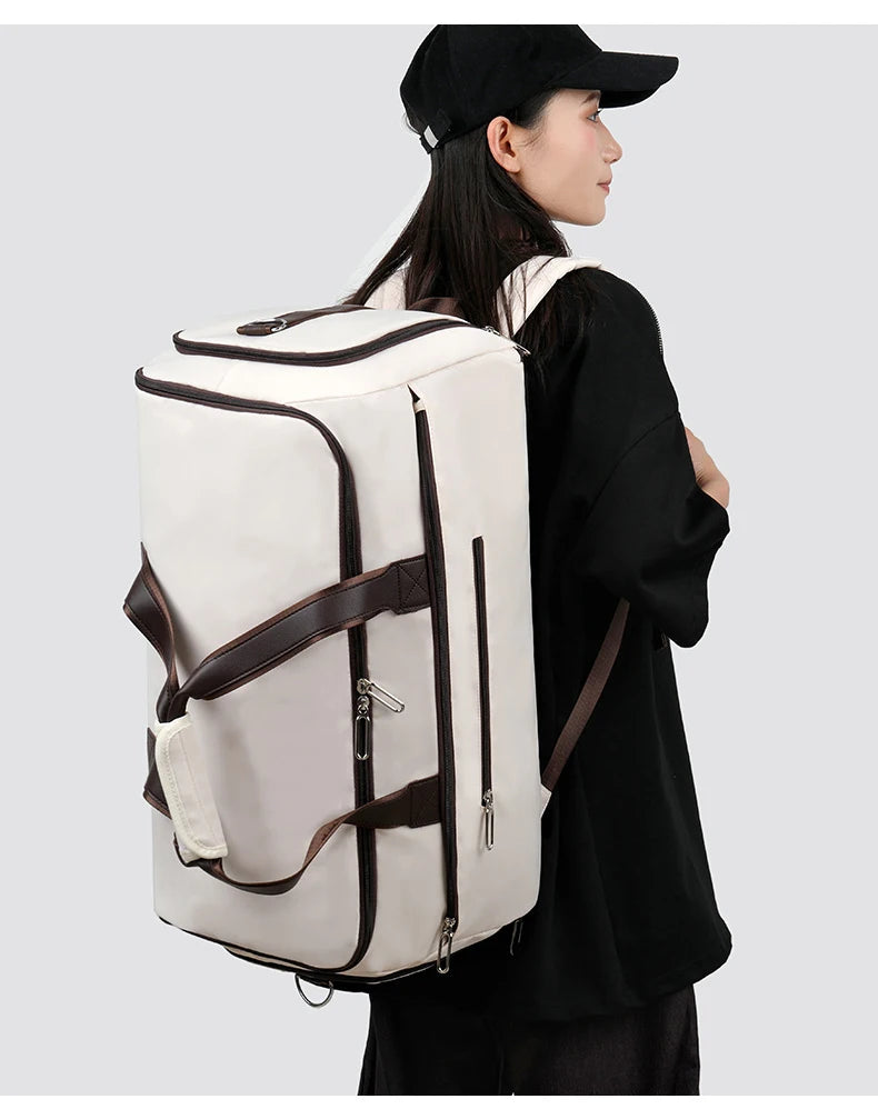 Large capacity nylon fitness sports bag with independent shoe compartment - product image