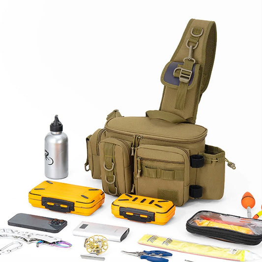 Large capacity tactical fishing climbing bag with rod holder molle nylon - product image