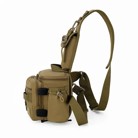 Large capacity tactical fishing climbing bag with rod holder molle nylon - product image