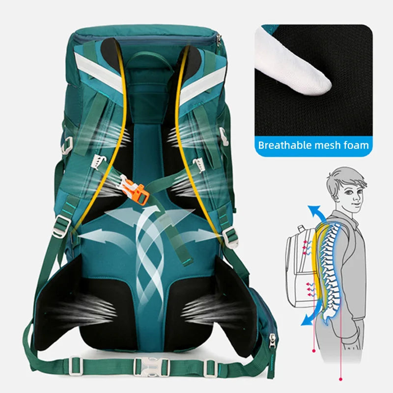 Large capacity waterproof nylon camping climbing mountaineering backpack - product image