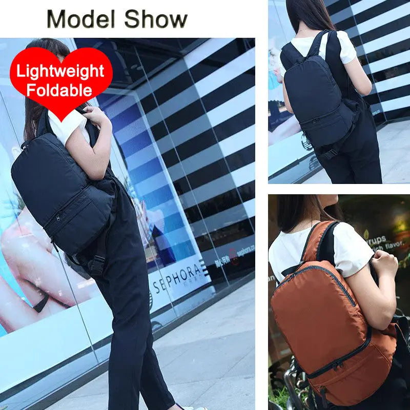 Lightweight foldable nylon camping waist and backpack travel bag - product image