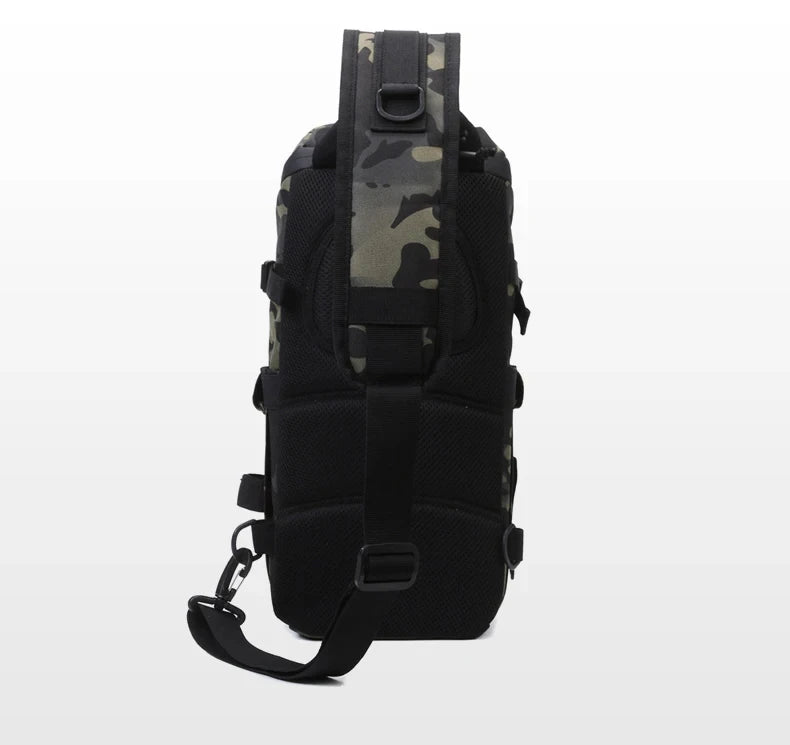 Men's fishing nylon chest bag tactical molle multi-pocket detachable strap - product image