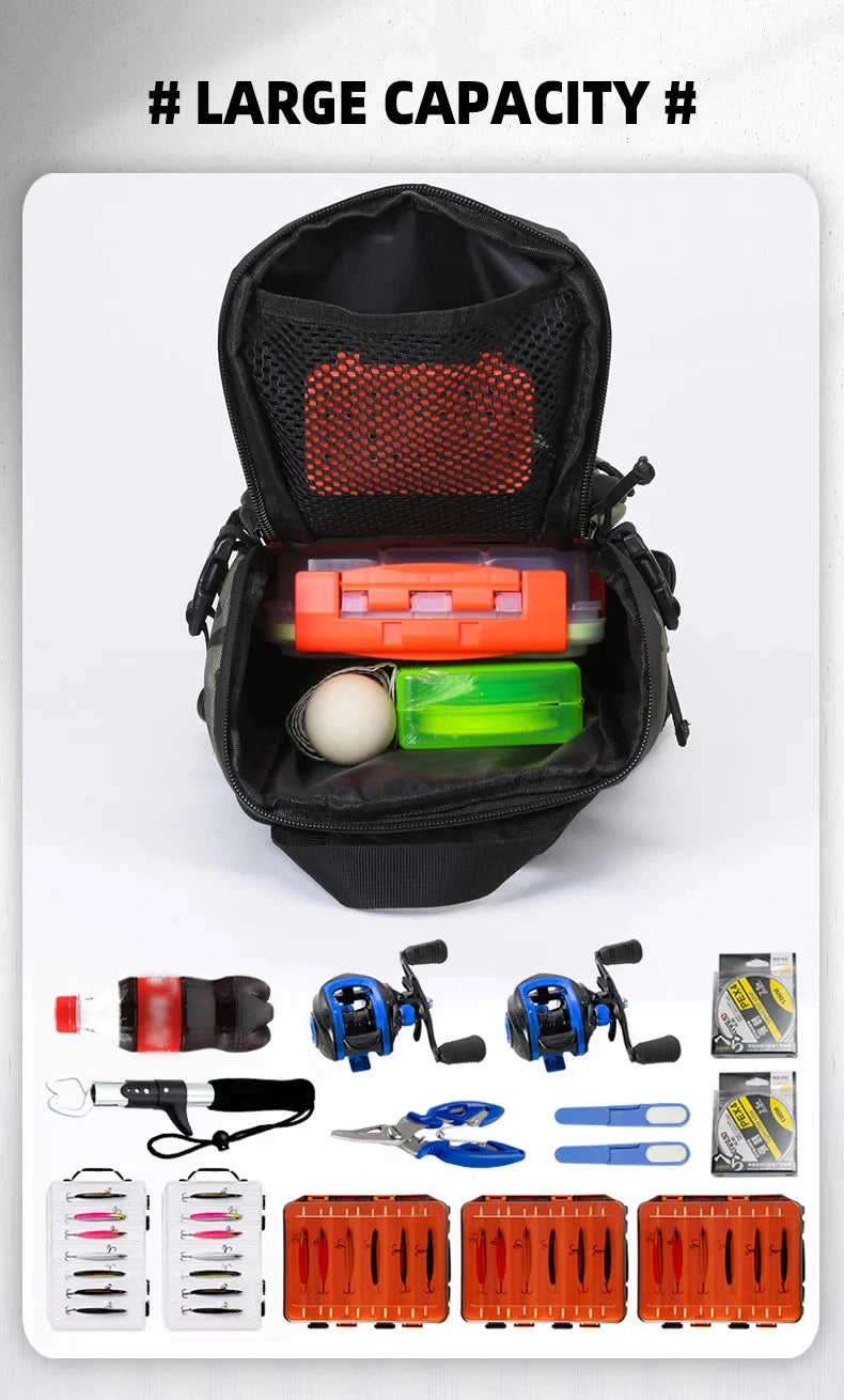 Men's fishing nylon chest bag tactical molle multi-pocket detachable strap - product image