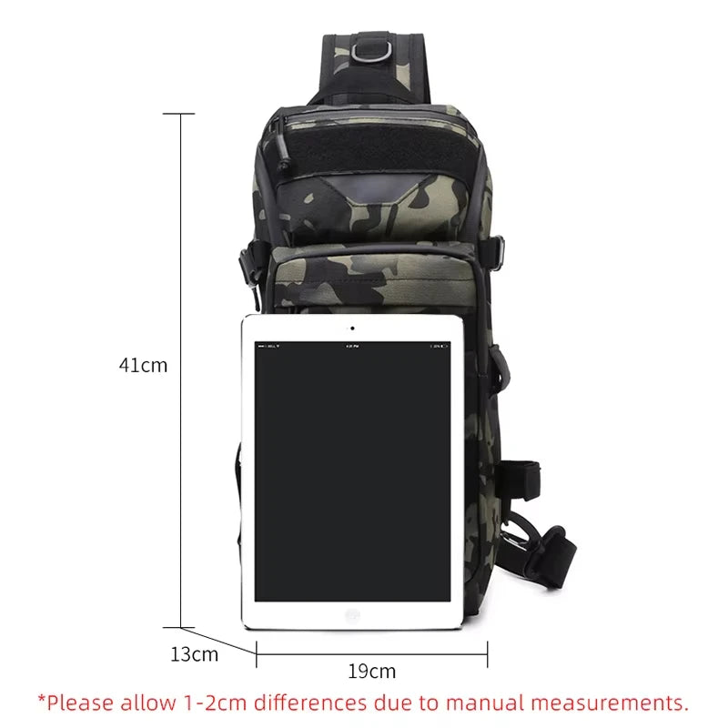 Men's fishing nylon chest bag tactical molle multi-pocket detachable strap - product image