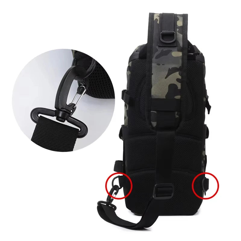 Men's fishing nylon chest bag tactical molle multi-pocket detachable strap - product image