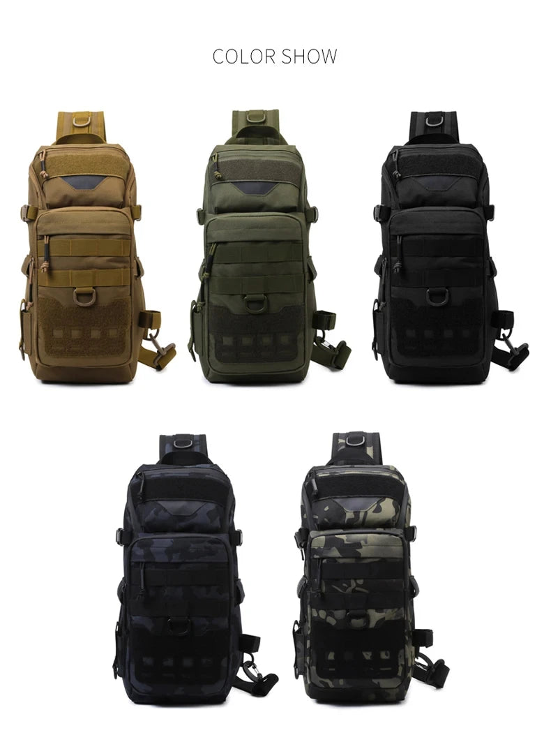 Men's fishing nylon chest bag tactical molle multi-pocket detachable strap - product image