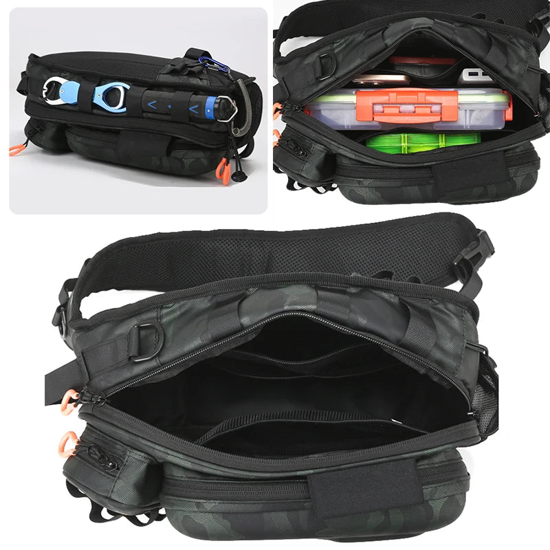 Men's oxford tactical backpack molle system fishing rod holders multi-pocket - product image