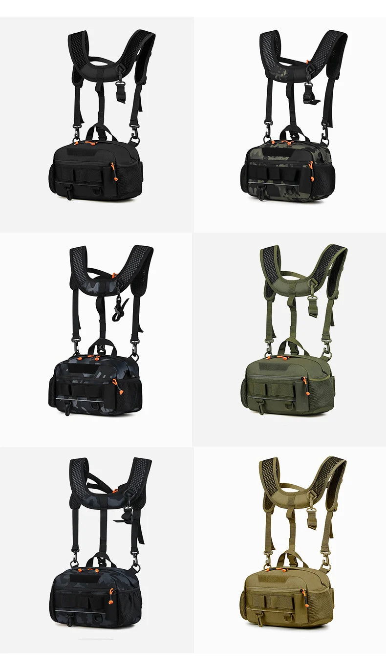 Men's oxford tactical hiking vest backpack detachable straps molle system - product image