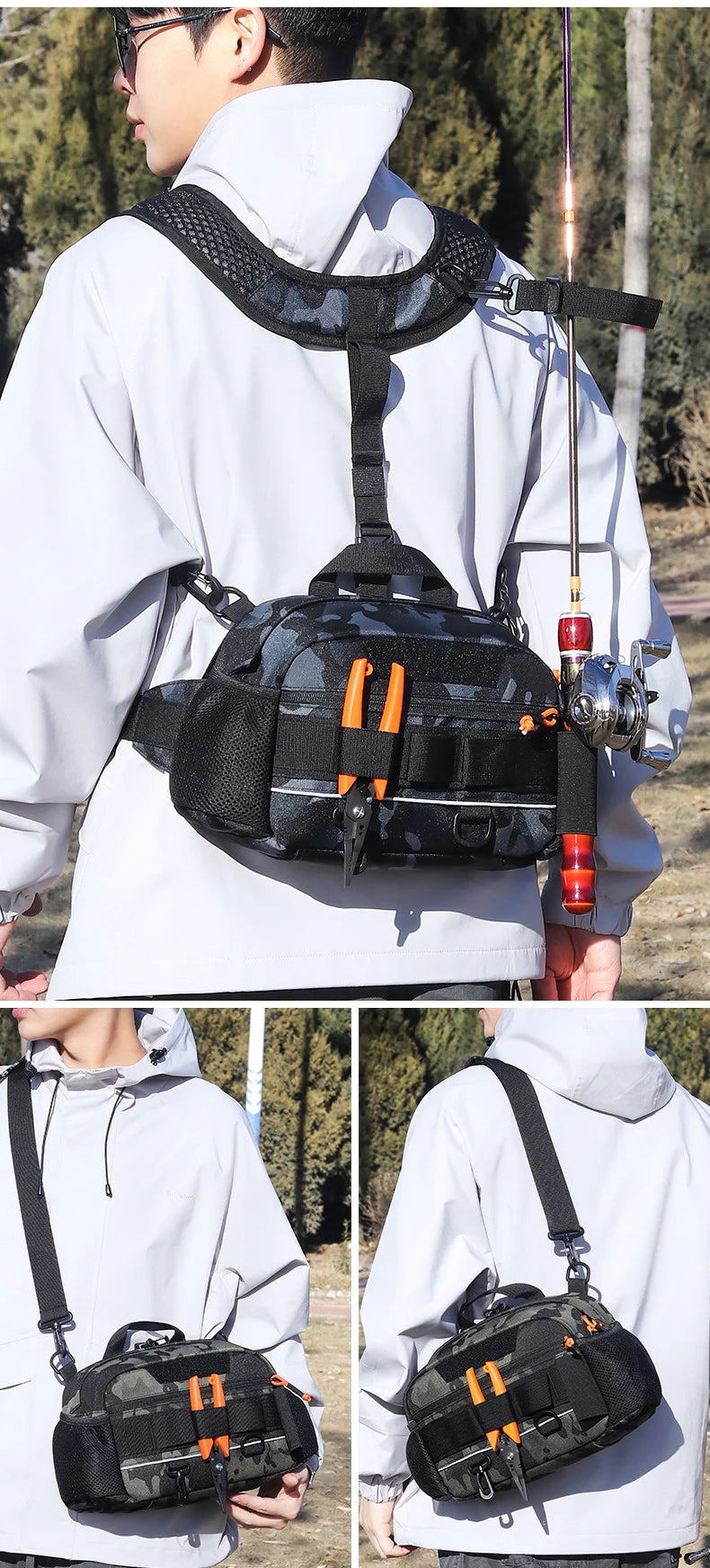 Men's oxford tactical hiking vest backpack detachable straps molle system - product image