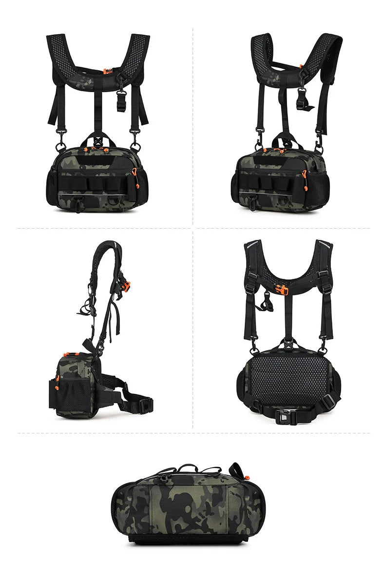 Men's oxford tactical hiking vest backpack detachable straps molle system - product image