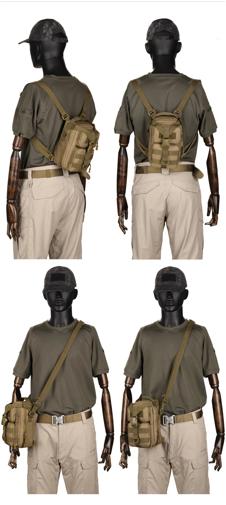 Mini tactical nylon backpack molle system detachable shoulder straps multi-pocket - product image