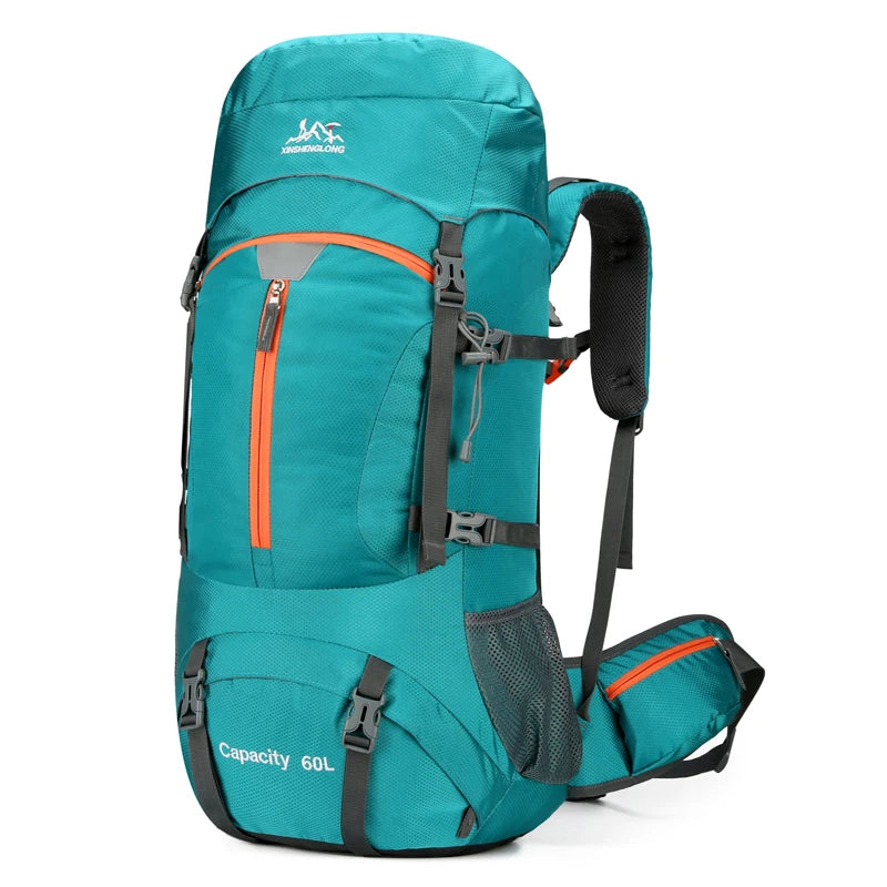 Nylon 60l camping backpack rain cover reflective stripes multi-pocket - product image