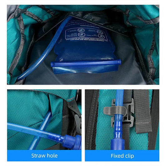 Nylon 60l camping backpack rain cover reflective stripes multi-pocket - product image