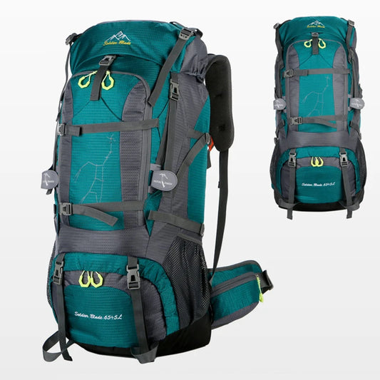 Nylon 75l camping backpack large capacity multi-layer rain cover included - product image