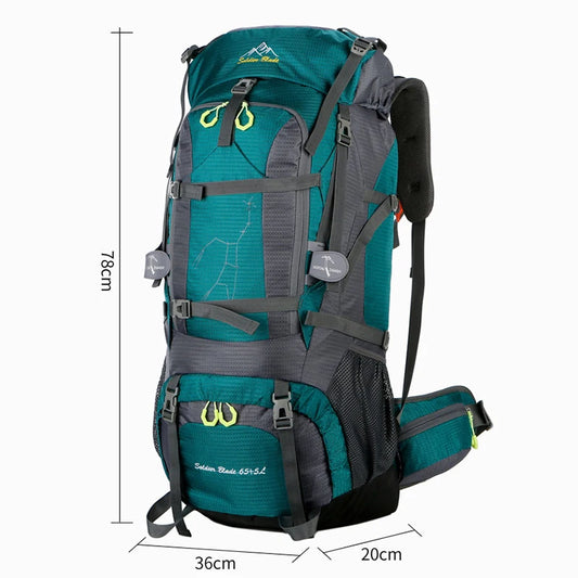 Nylon 75l camping backpack large capacity multi-layer rain cover included - product image