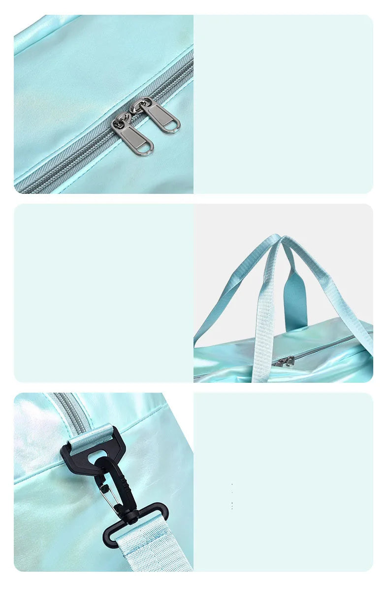Nylon dry wet separation gym bag with shoe compartment and adjustable strap - product image