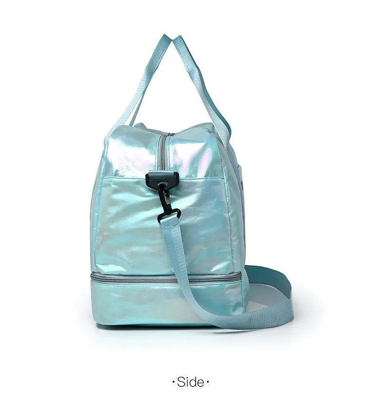Nylon dry wet separation gym bag with shoe compartment and adjustable strap - product image