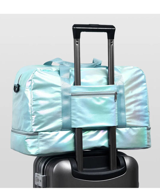 Nylon dry wet separation gym bag with shoe compartment and adjustable strap - product image