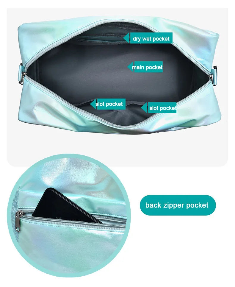 Nylon dry wet separation gym bag with shoe compartment and adjustable strap - product image