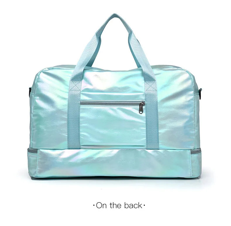 Nylon dry wet separation gym bag with shoe compartment and adjustable strap - product image