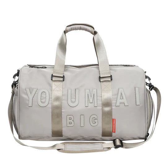 Nylon duffel bag with wet dry separation and shoe compartment - product image