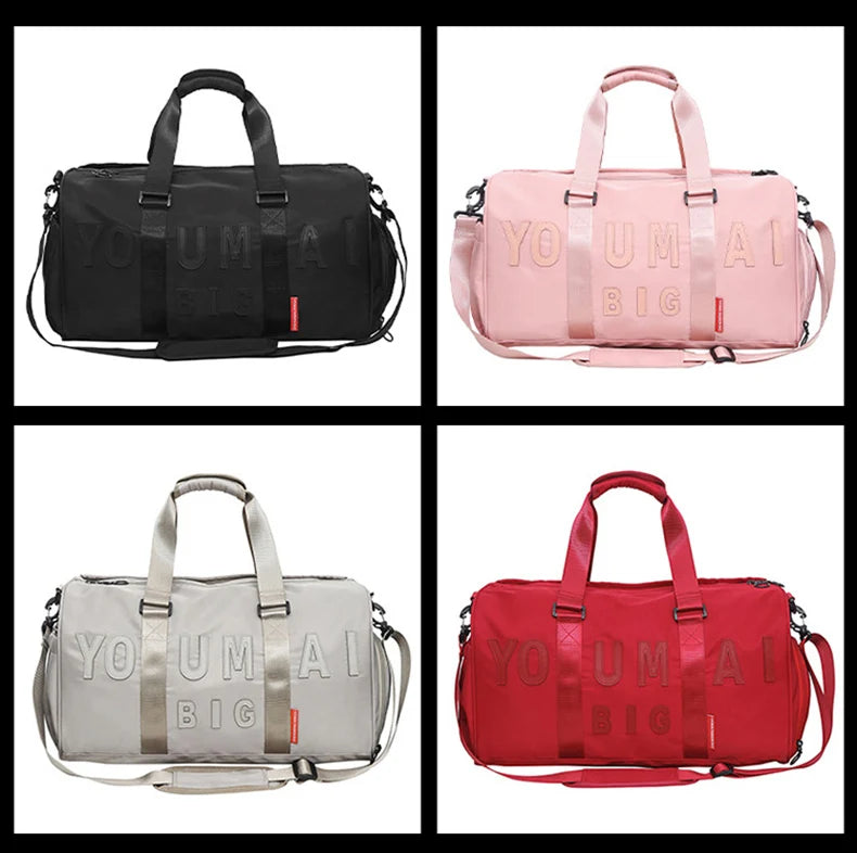 Nylon duffel bag with wet dry separation and shoe compartment - product image