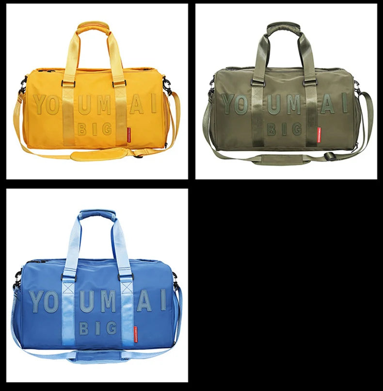 Nylon duffel bag with wet dry separation and shoe compartment - product image
