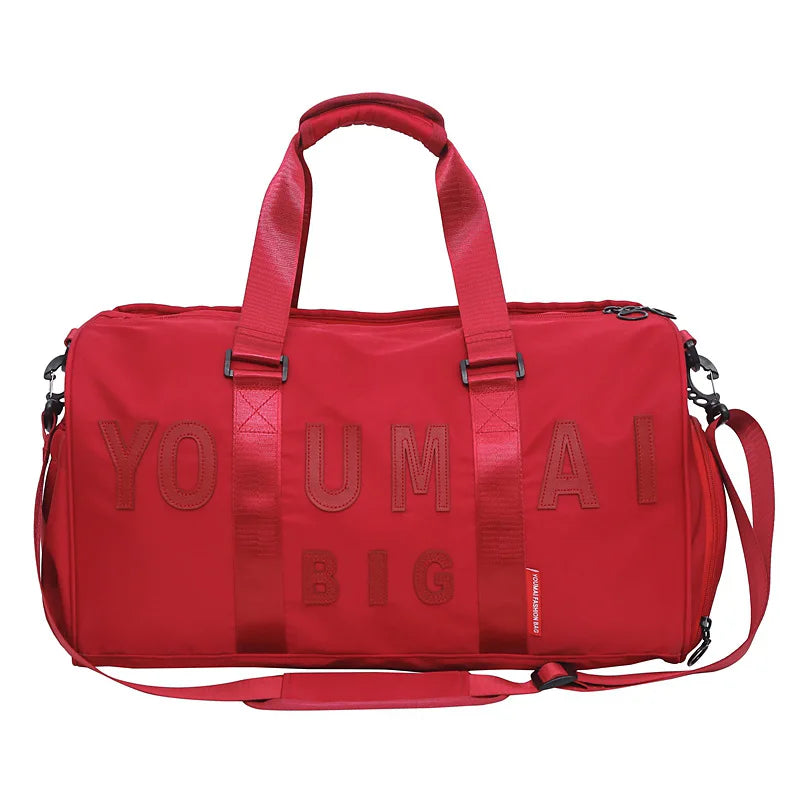 Nylon duffel bag with wet dry separation and shoe compartment - product image