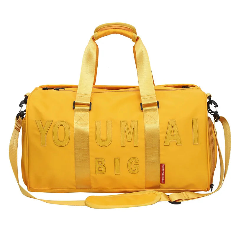 Nylon duffel bag with wet dry separation and shoe compartment - product image