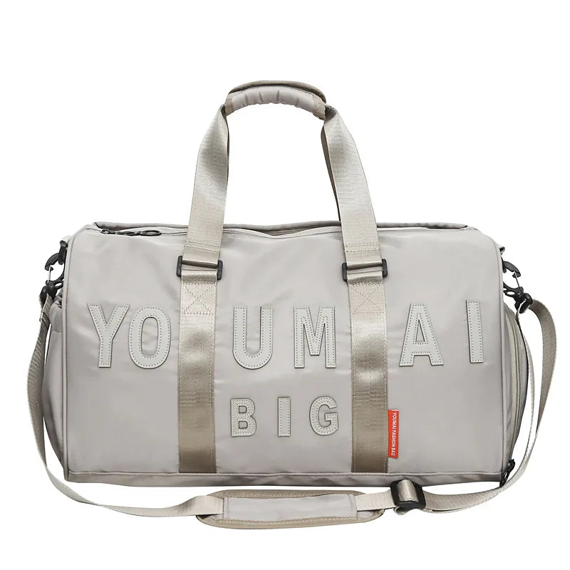 Nylon duffel bag with wet dry separation and shoe compartment - product image